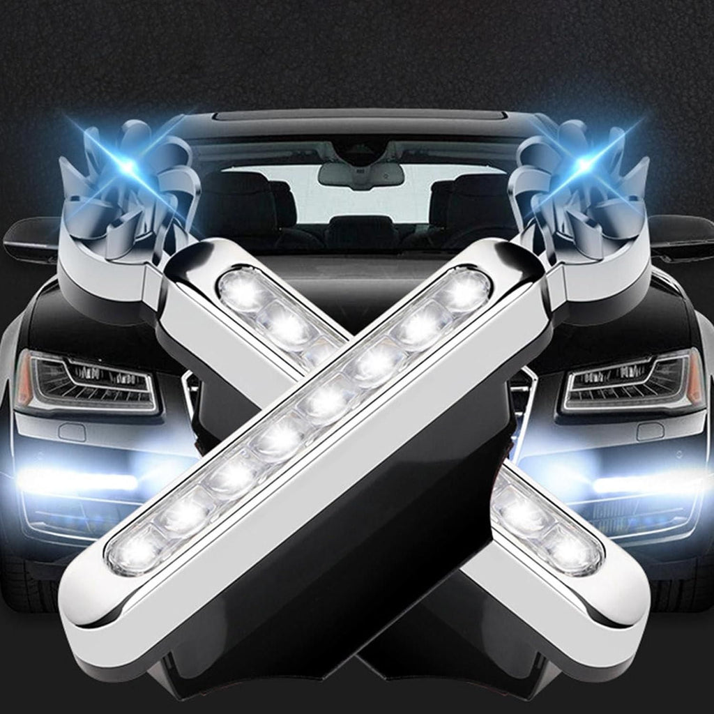 2 Pieces Car Wind Powered Light Abs Daytime Running Light for Cars Auto White