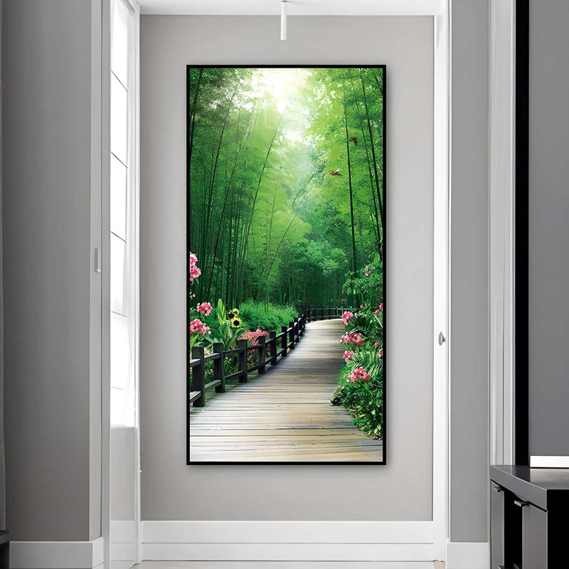 Bamboo Road Canvas Painting Wall Art | Scenic Bamboo Forest Landscape Artwork for Living Room, Bedroom & Office | Nature-Inspired Wall Décor | Premium High-Quality Printed Canvas for Home & Modern Interior Decoration
