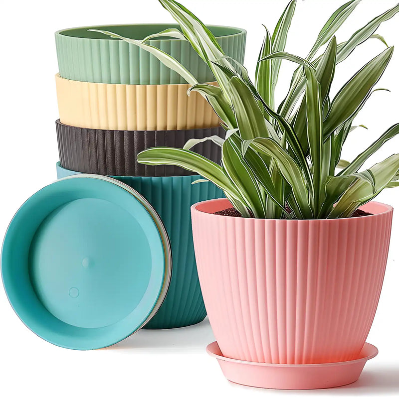 Plastic Round Flower Pot Drainage Holes and Tray Indoor Outdoor Plant.Plastic Round Flower Pot with Drainage Holes & Tray – Indoor & Outdoor Plant Pot for Home & Garden