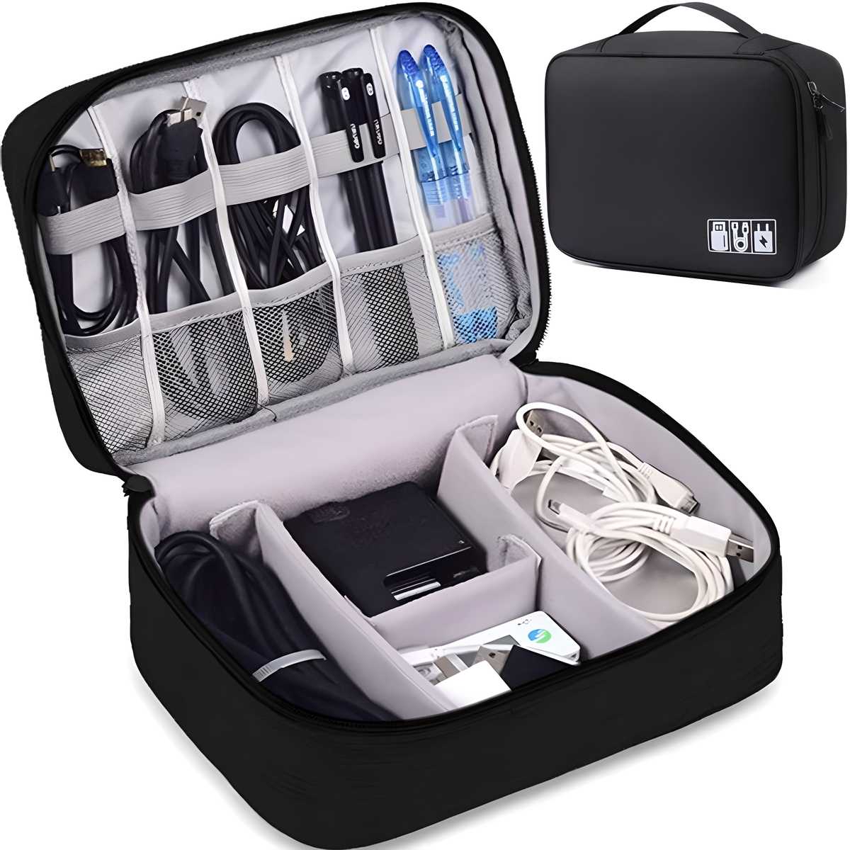 Universal Carry Travel Gadget Organizer Bag for Cables, Chargers, Plugs & Accessories – Portable Electronic Storage Case for Office, Home & Travel