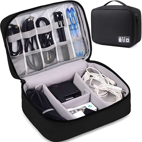 Universal Carry Travel Gadget Organizer Bag for Cables, Chargers, Plugs & Accessories – Portable Electronic Storage Case for Office, Home & Travel