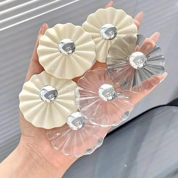 Petal Shaped Adhesive Wall Hooks (5Pcs).Petal Shaped Adhesive Wall Hooks (5 Pcs) – Self-Adhesive Decorative Hooks for Kitchen, Bathroom & Home