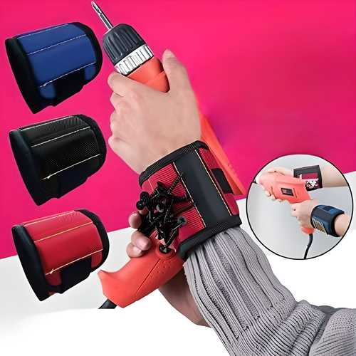 Magnetic Wrist Band for Holding Screws, Nails & Small Metal Tools | Adjustable Tool Holder Strap for Carpenters, Electricians & DIY Work