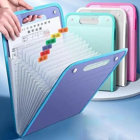 Portable Expanding Document Folder A4 Size | Multi-Pocket Accordion File Organizer | Durable Plastic Office & School Document Storage Folder