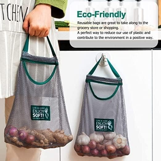Kitchen Fruit Reusable Mesh Bags | Eco-Friendly Vegetable Storage & Produce Bags | Breathable Washable Grocery Bags for Kitchen Organization