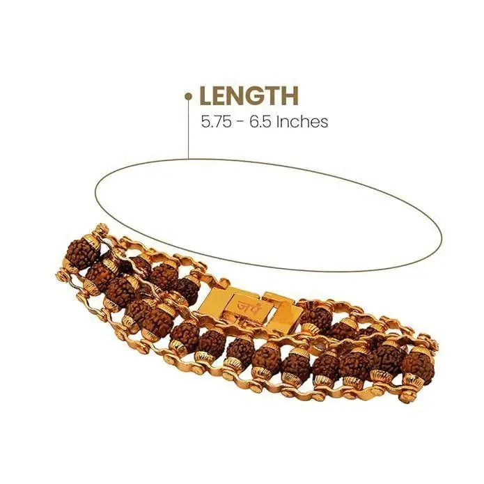 Genuine Paanch Mukhi Modern Rudraksha Bracelet with Gold Plating (Pack of 2).Genuine Paanch Mukhi Rudraksha Bracelet (Pack of 2) – Gold Plated Spiritual Healing Beads for Protection & Wellness