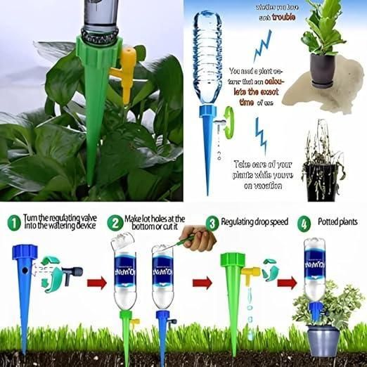 Self Watering Spikes Adjustable Pack of 5.Self Watering Plant Spikes Adjustable (Pack of 5) – Automatic Drip Irrigation System for Indoor & Outdoor Plants