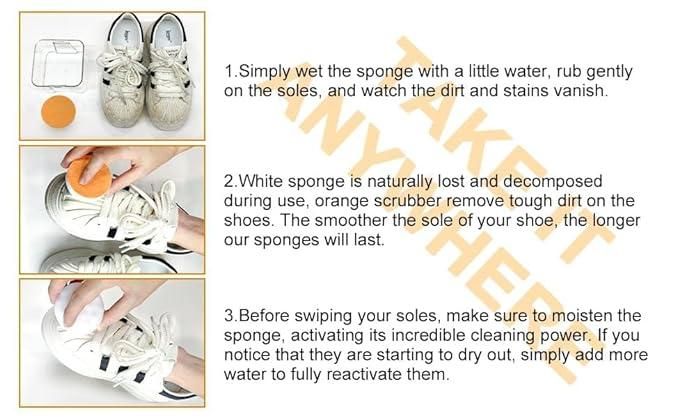 Multipurpose Shoes Cleaner Premium Dual-Sided Sponge | Double Layer Shoe Cleaning Pad | Easy Dirt & Stain Remover for Sneakers, Leather & Sports Shoes