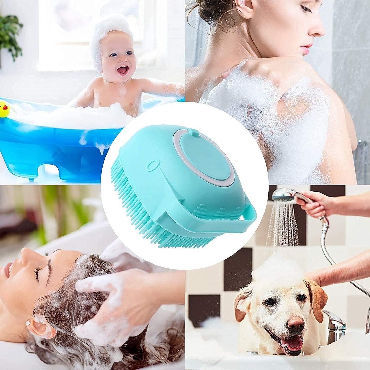 Soft Silicone Bath Brush with Hooks | Gentle Baby & Adult Shower Scrubber | Hygienic Body Cleaning Brush for Bath & Skin Care