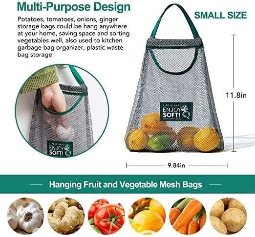 Kitchen Fruit Reusable Mesh Bags | Eco-Friendly Vegetable Storage & Produce Bags | Breathable Washable Grocery Bags for Kitchen Organization