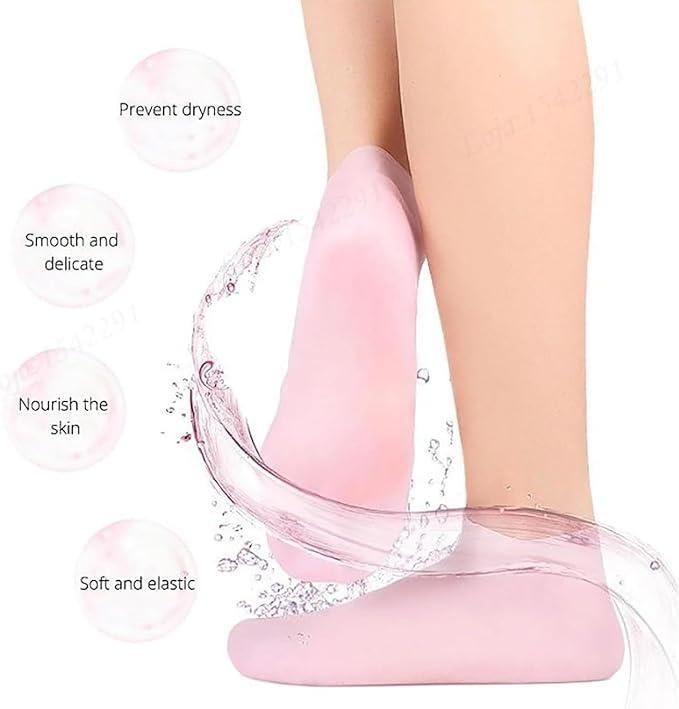 Silicone Gel Heel Socks Anti Slip for Dry Cracked Feet (Pack of 2)These are silicone gel heel socks designed to protect, moisturize, and repair dry, cracked heels. The socks combine comfort with functional care, making them ideal for daily use at home