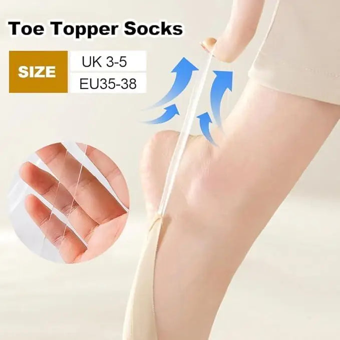 Women's Slingback Toe Topper Ballerina Socks (Pack of 2)  are lightweight, low-profile socks designed for women who want comfort, protection