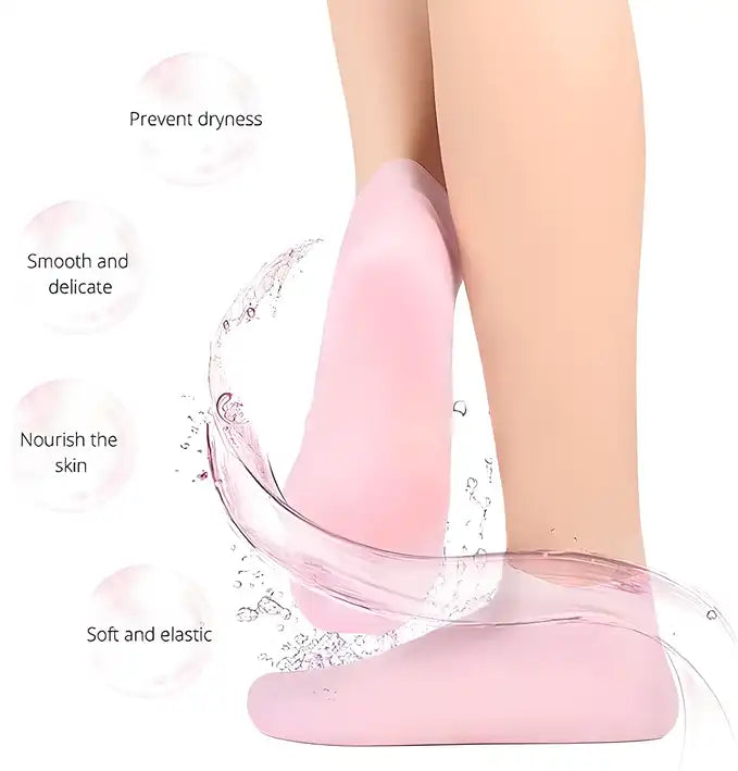 Silicone Gel Heel Socks Anti-Slip for Dry & Cracked Feet | Moisturizing Heel Protector with Soft Gel Lining for Heel Pain Relief, Callus Repair & Foot Care for Men & Women