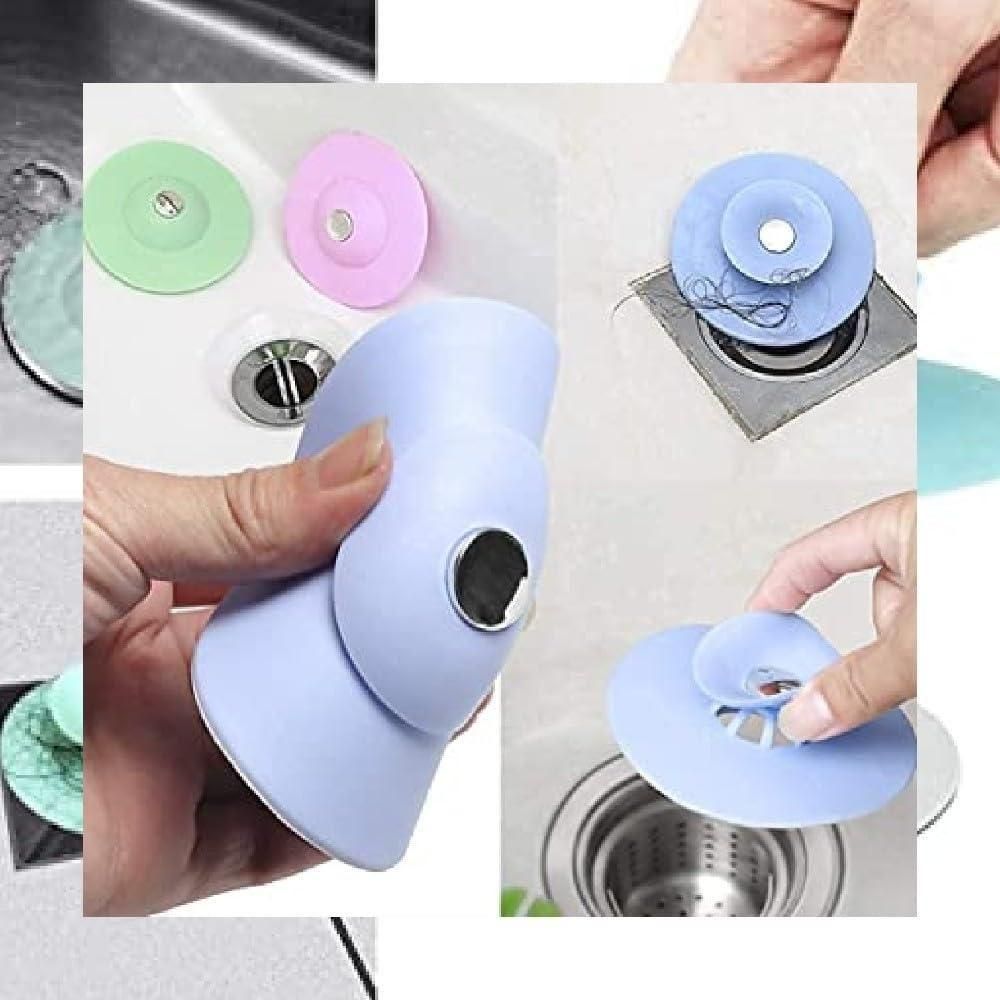 Silicone Kitchen Sink Strainer (Pack of 3) Random Colors | Flexible Anti-Clog Drain Covers | Food Catcher Filter for Kitchen & Bathroom Sinks