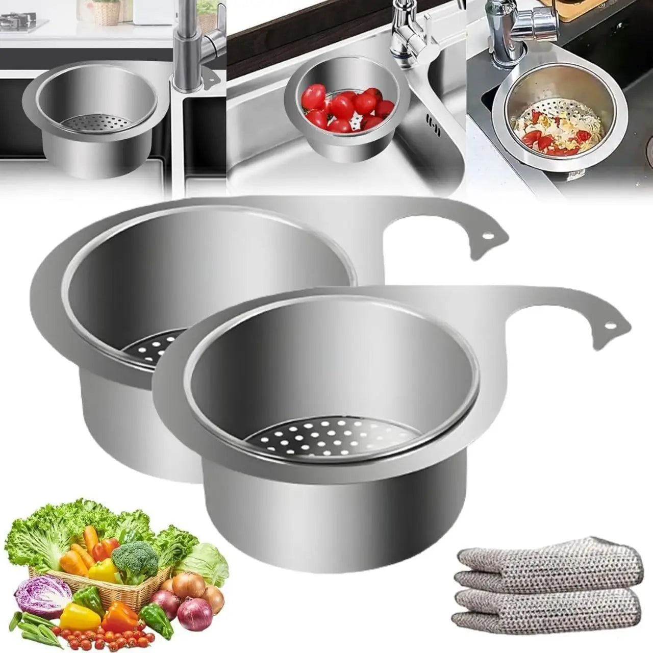 Stainless Steel Swan Drain Basket Sink Strainer | Kitchen Sink Waste Filter & Food Catcher | Rustproof Drain Protector for Clog-Free Sink