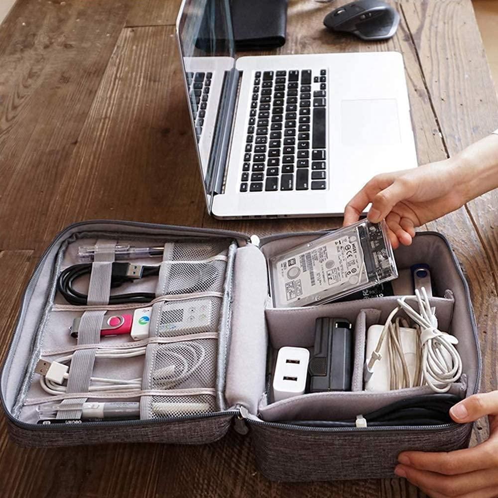 Universal Carry Travel Gadget Organizer Bag for Cables, Chargers, Plugs & Accessories – Portable Electronic Storage Case for Office, Home & Travel