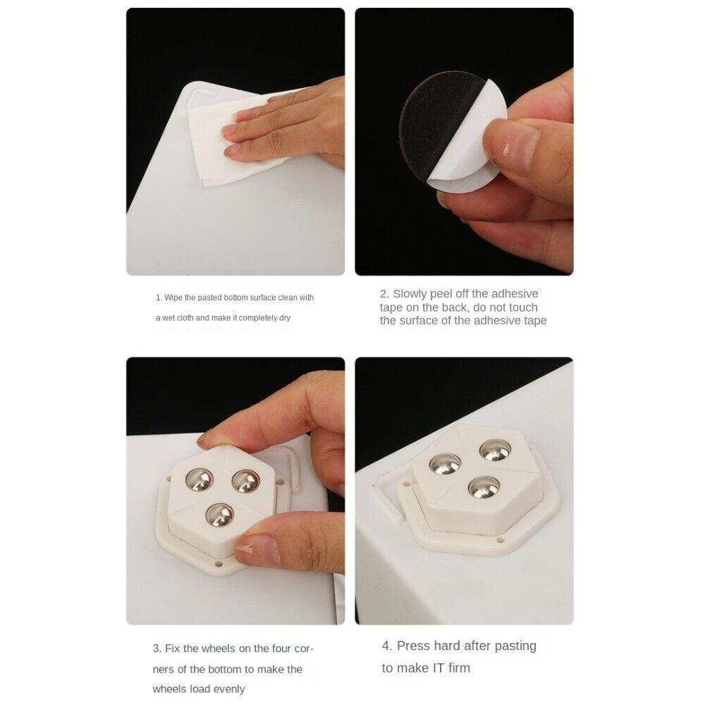 4 Pcs Pentagon Mini Caster Wheels.Move items easily with pentagon mini caster wheels. 360° rotating, compact, strong grip wheels for furniture, storage boxes, bins & appliances. Pack of 4 pcs.