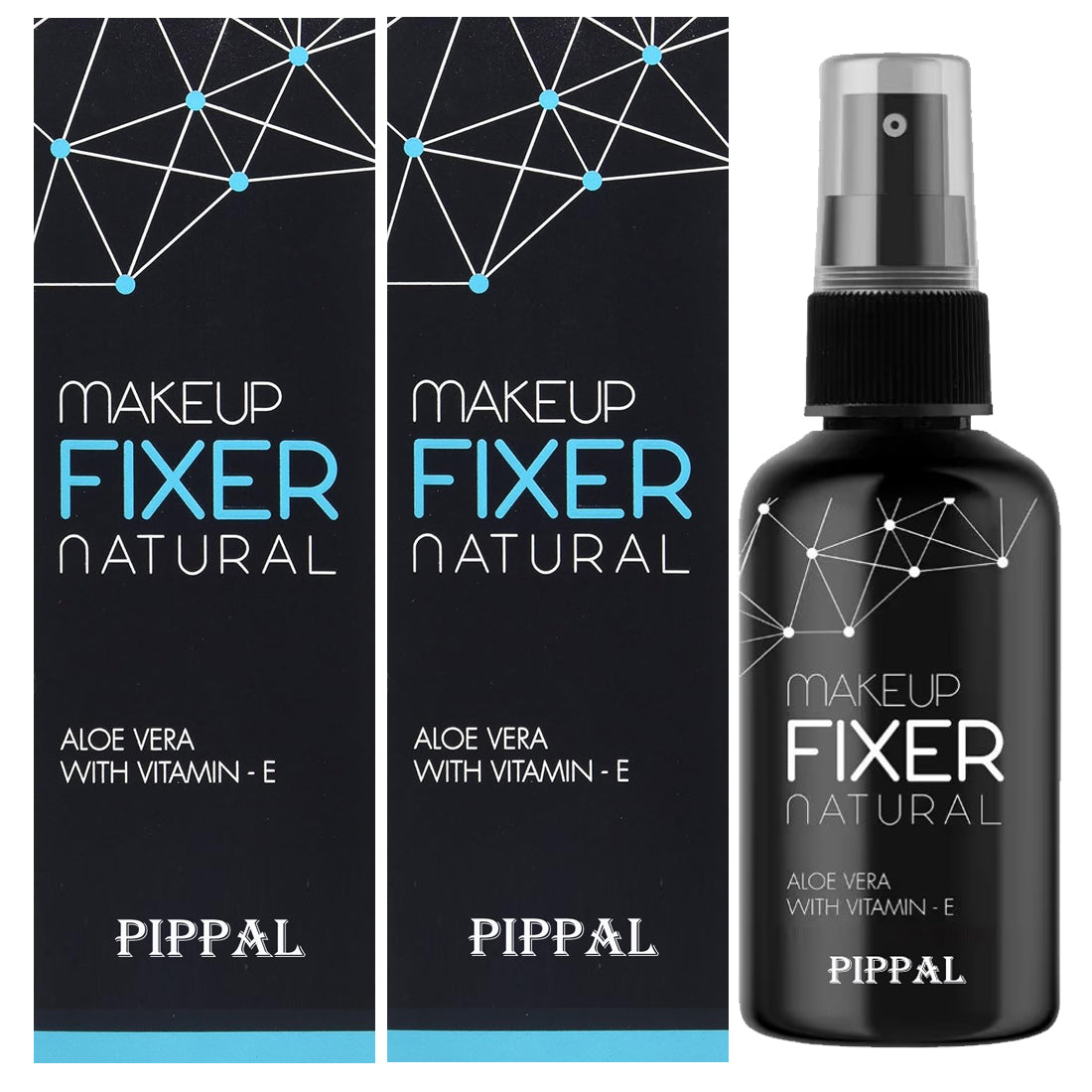 Pippal Beauty Makeup Fixer Natural Dewy Finish with Vitamin E And Aloe Vera Long-Lasting Hydrating & Refreshing Setting Spray 80ml (Pack of 2)
