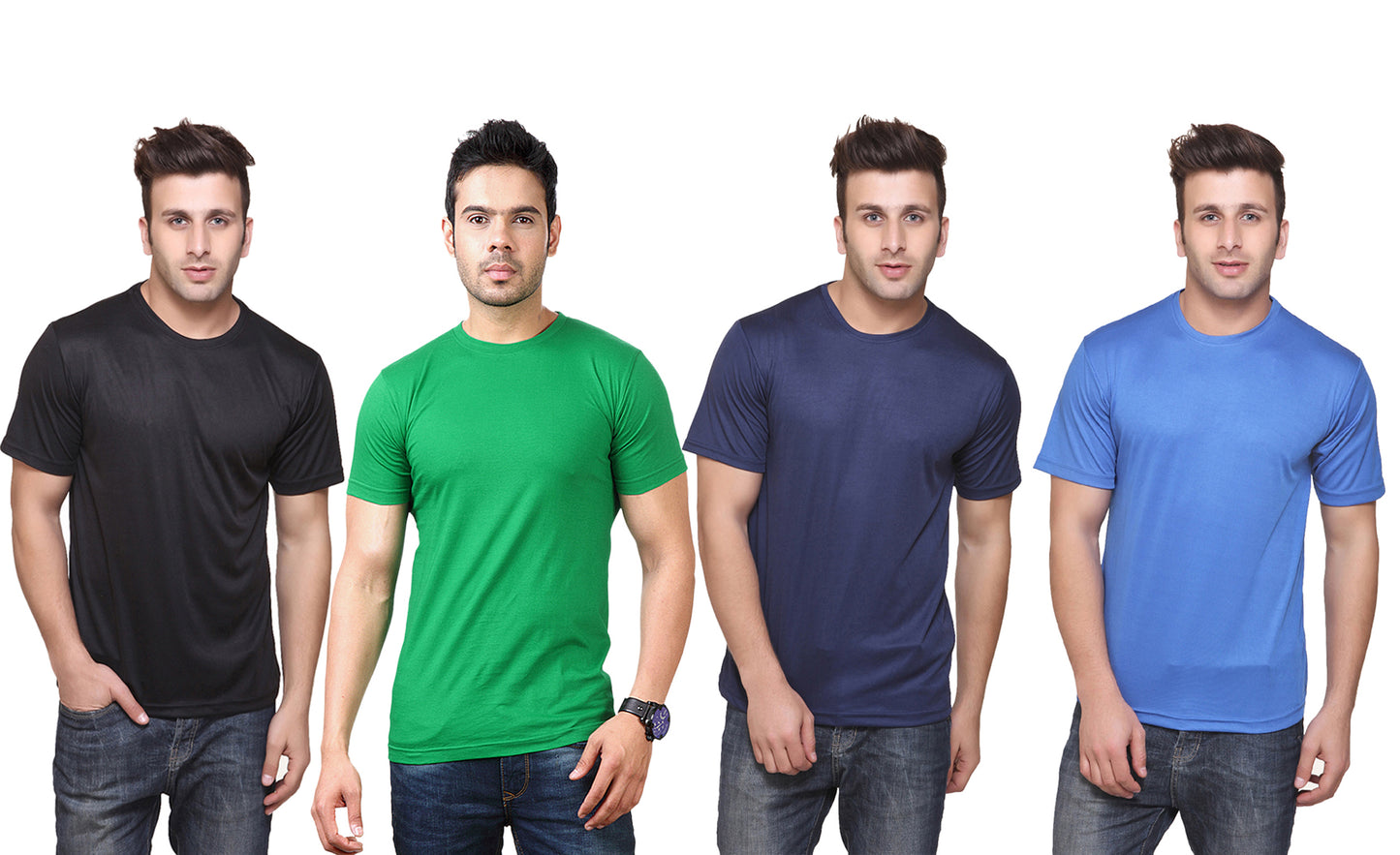 Ketex Polyester Dri-Fit Half Sleeves Round Neck T-Shirt ( Pack of 4 )