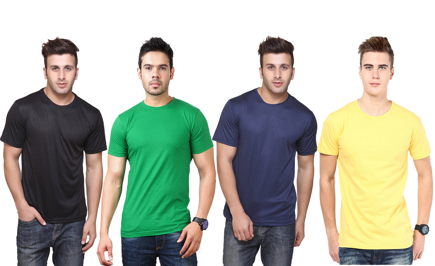 Ketex Polyester Dri-Fit Half Sleeves Round Neck T-Shirt ( Pack of 4 )