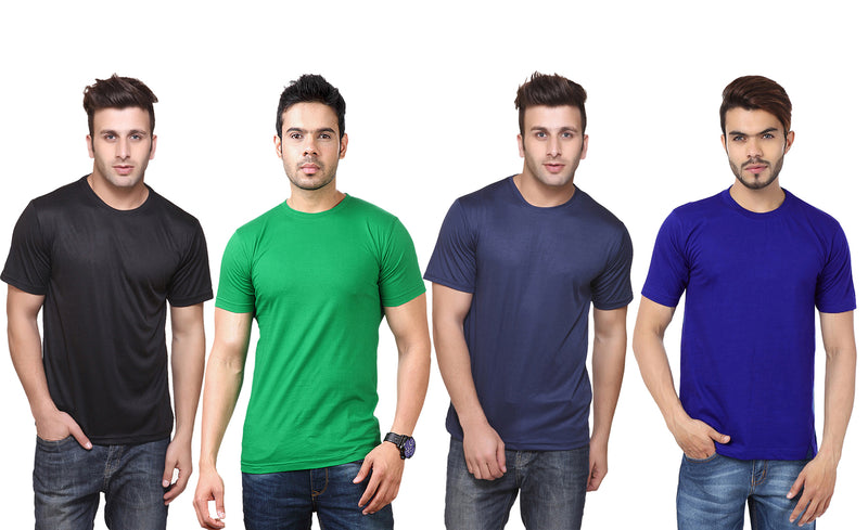 Ketex Polyester Dri-Fit Half Sleeves Round Neck T-Shirt ( Pack of 4 )