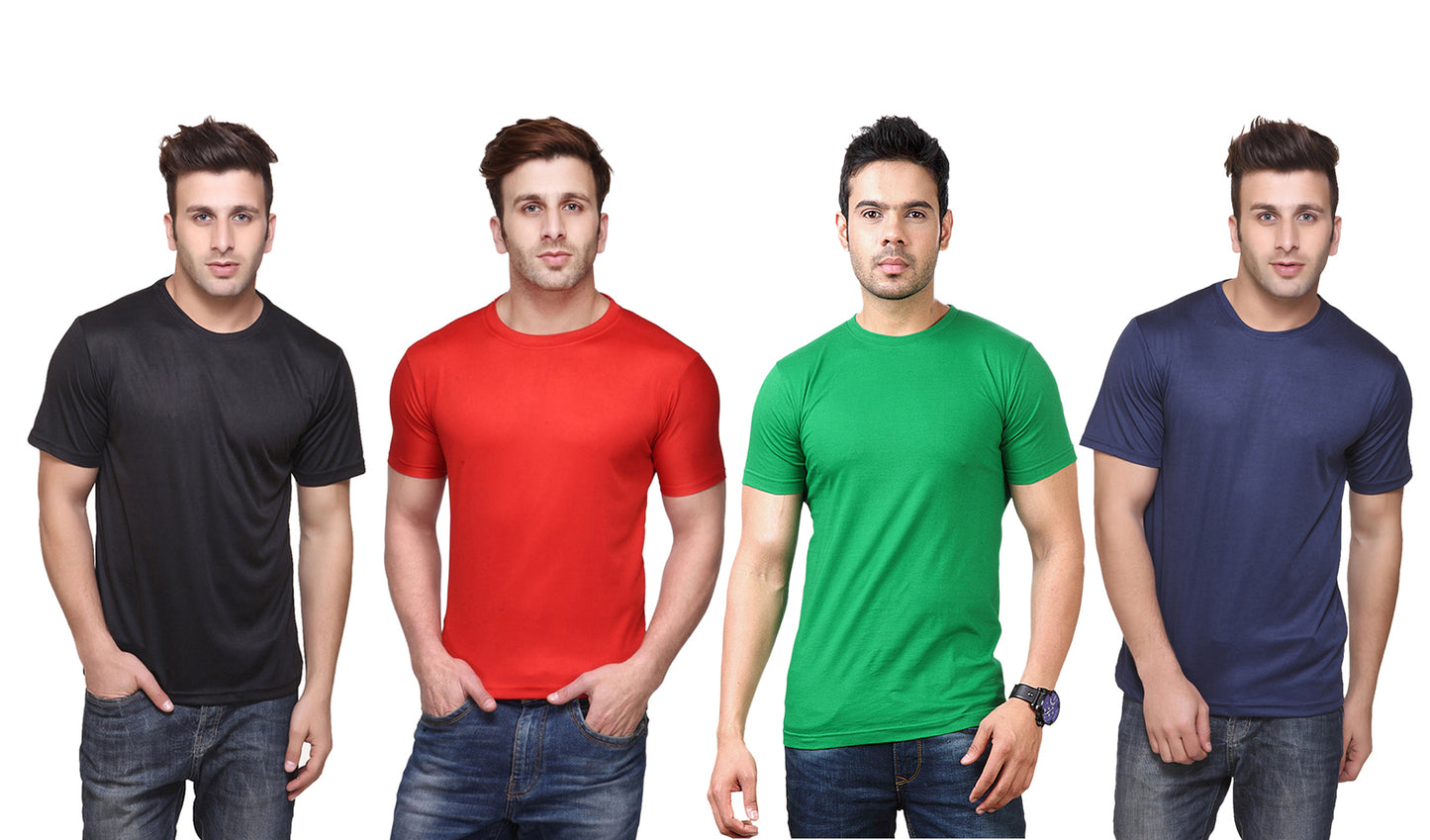 Ketex Polyester Dri-Fit Half Sleeves Round Neck T-Shirt ( Pack of 4 )