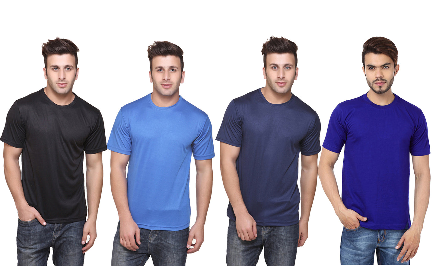 Ketex Polyester Dri-Fit Half Sleeves Round Neck T-Shirt ( Pack of 4 )