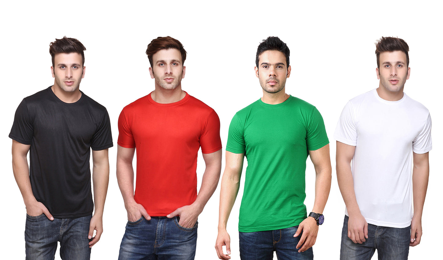 Ketex Polyester Dri-Fit Half Sleeves Round Neck T-Shirt ( Pack of 4 )
