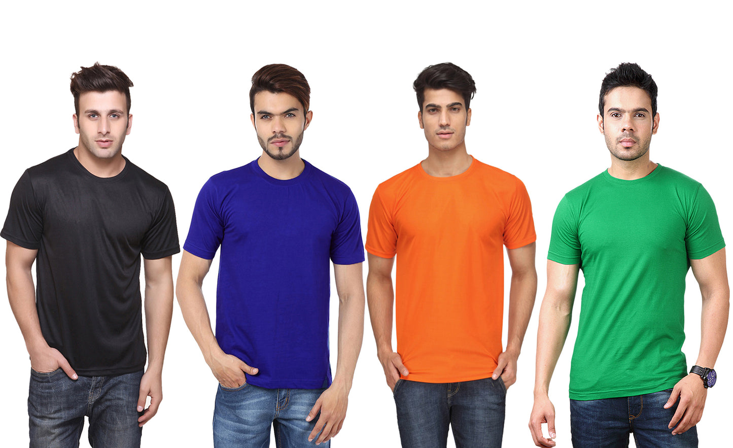 Ketex Polyester Dri-Fit Half Sleeves Round Neck T-Shirt ( Pack of 4 )