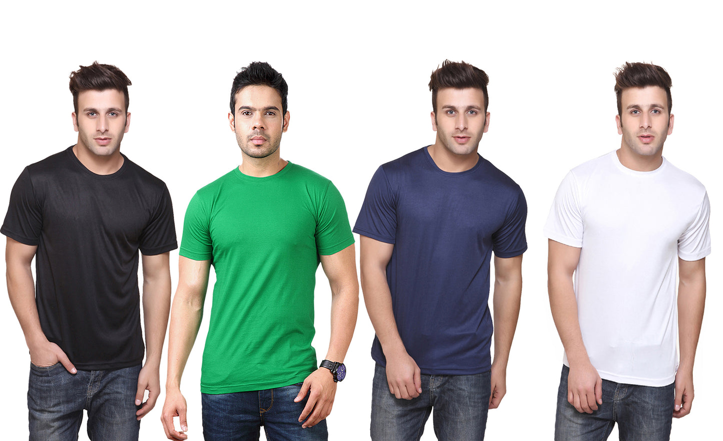 Ketex Polyester Dri-Fit Half Sleeves Round Neck T-Shirt ( Pack of 4 )