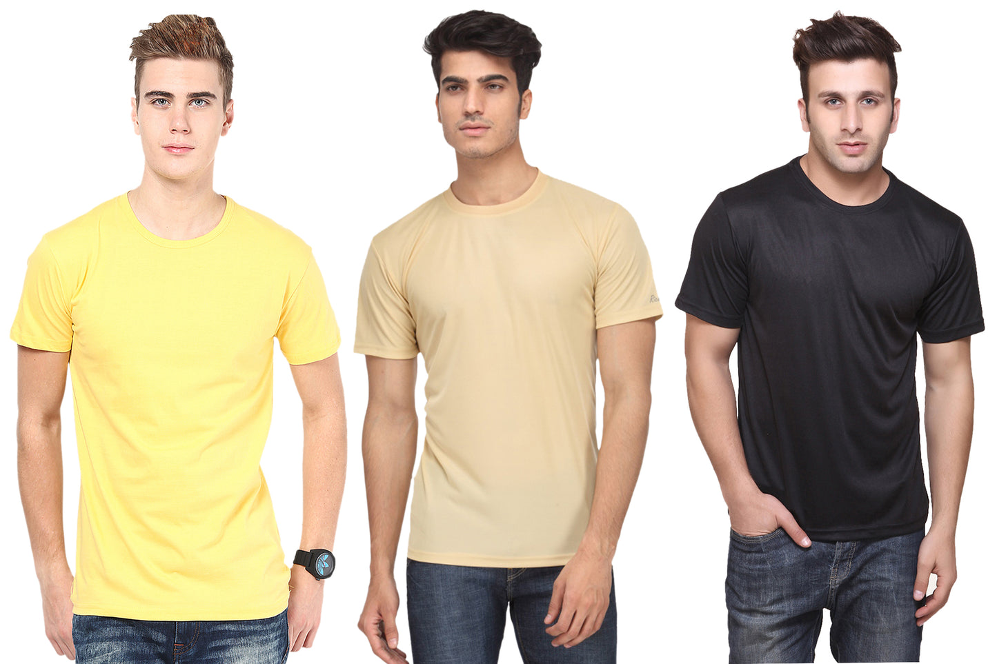 Ketex Round Neck Men's Polyester Blend Dri Fit T-Shirts (Pack of 3)