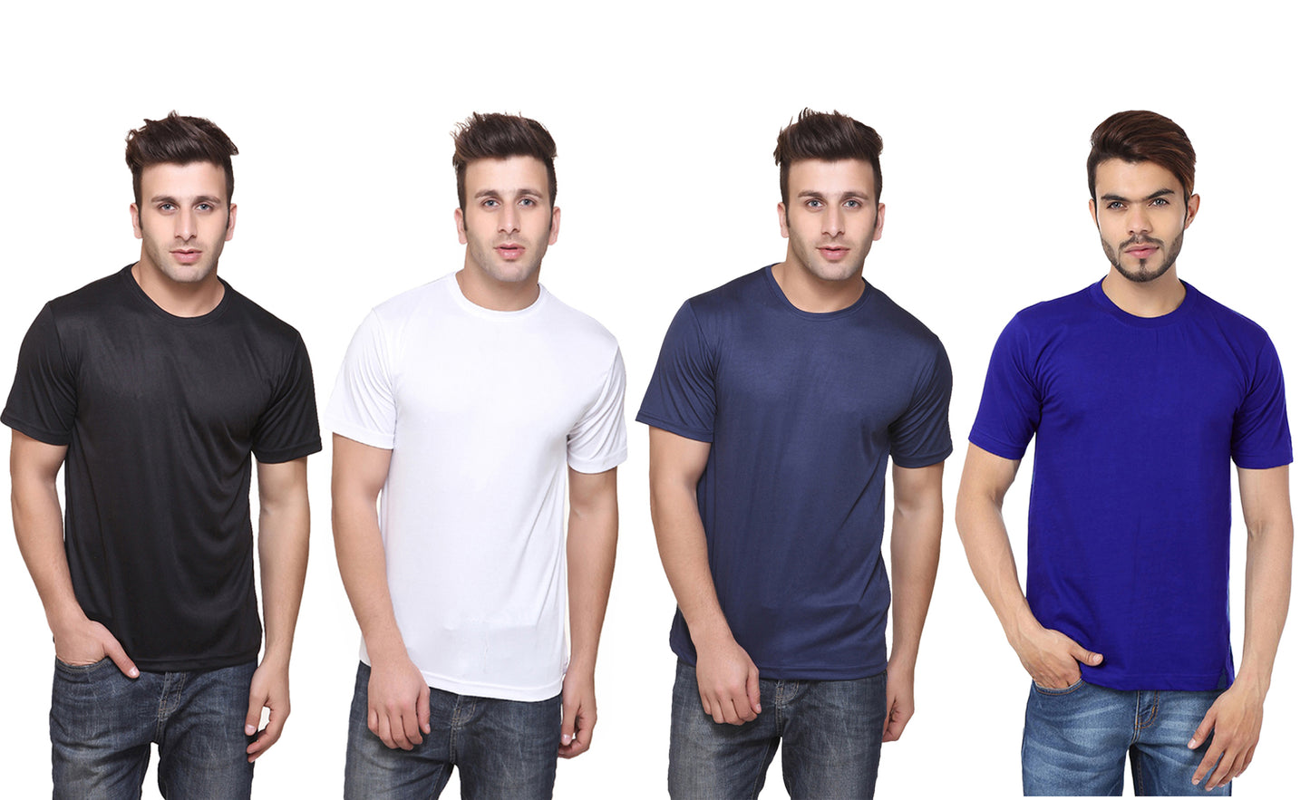 Ketex Polyester Dri-Fit Half Sleeves Round Neck T-Shirt ( Pack of 4 )