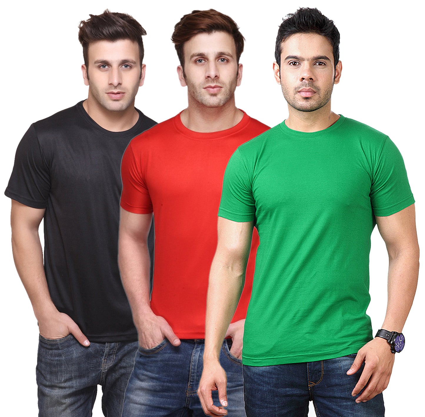 Ketex Round Neck Men's Polyester Blend Dri Fit T-Shirts (Pack of 3)