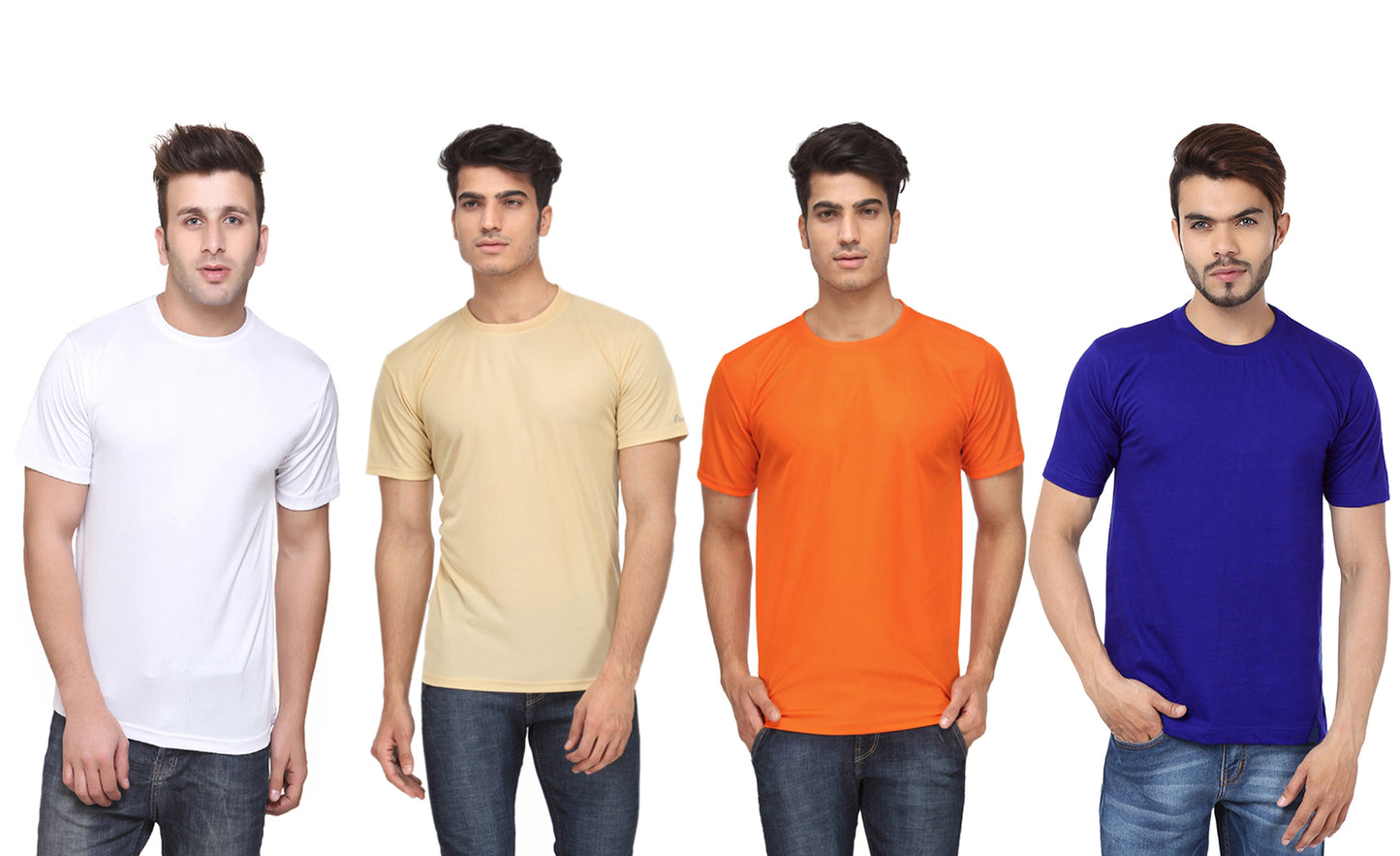 Ketex Polyester Dri-Fit Half Sleeves Round Neck T-Shirt ( Pack of 4 )