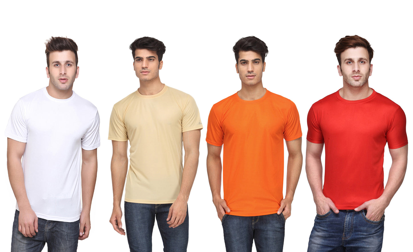 Ketex Polyester Dri-Fit Half Sleeves Round Neck T-Shirt ( Pack of 4 )