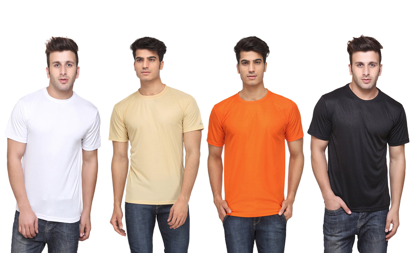 Ketex Polyester Dri-Fit Half Sleeves Round Neck T-Shirt ( Pack of 4 )