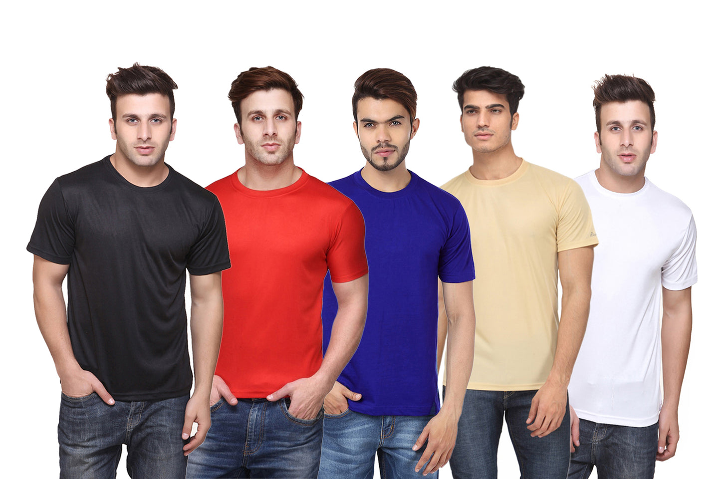Ketex Polyester Dri-Fit Half Sleeves Round Neck T-Shirt ( Pack of 4 )