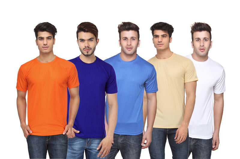 Ketex Polyester Dri-Fit Half Sleeves Round Neck T-Shirt ( Pack of 4 )