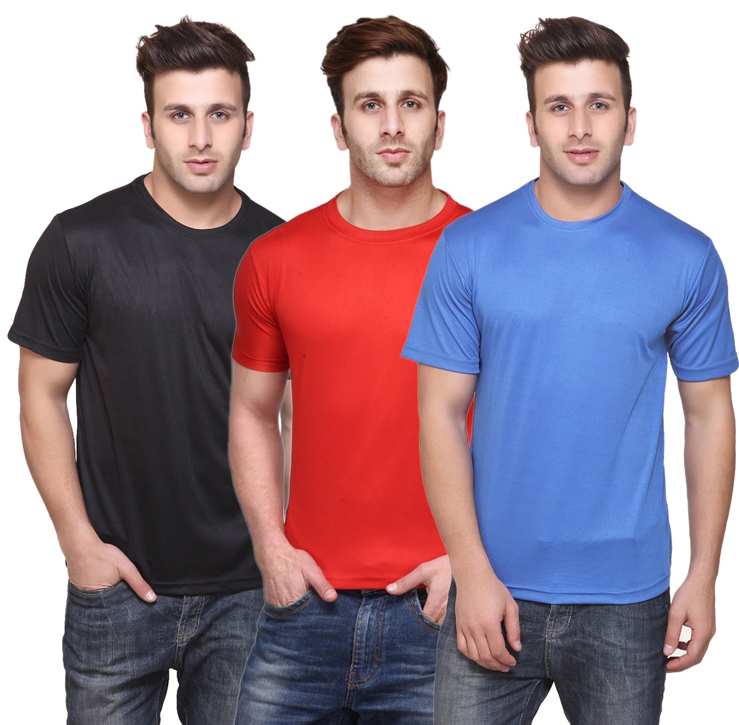 Ketex Round Neck Men's Polyester Blend Dri Fit T-Shirts (Pack of 3)