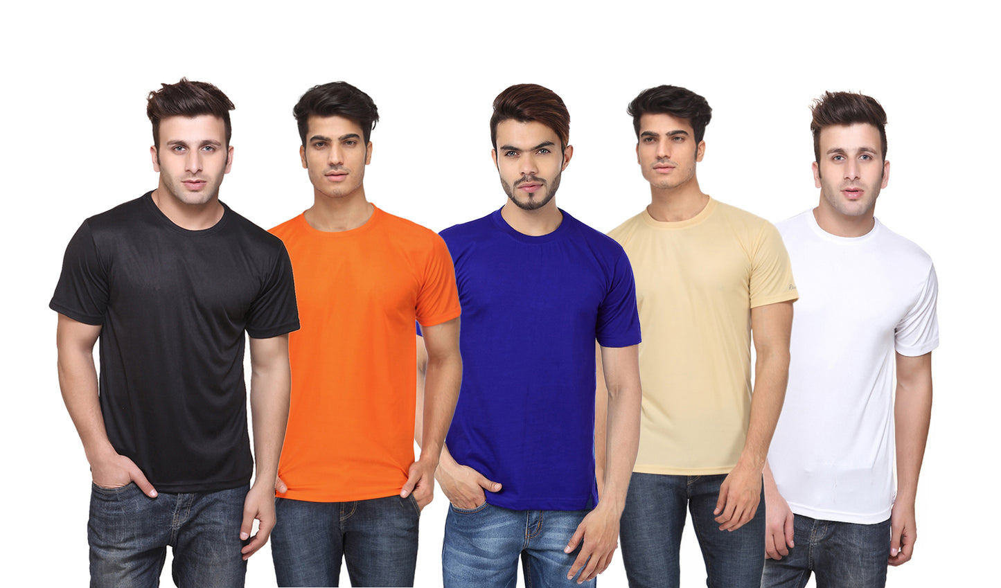 Ketex Polyester Dri-Fit Half Sleeves Round Neck T-Shirt ( Pack of 4 )