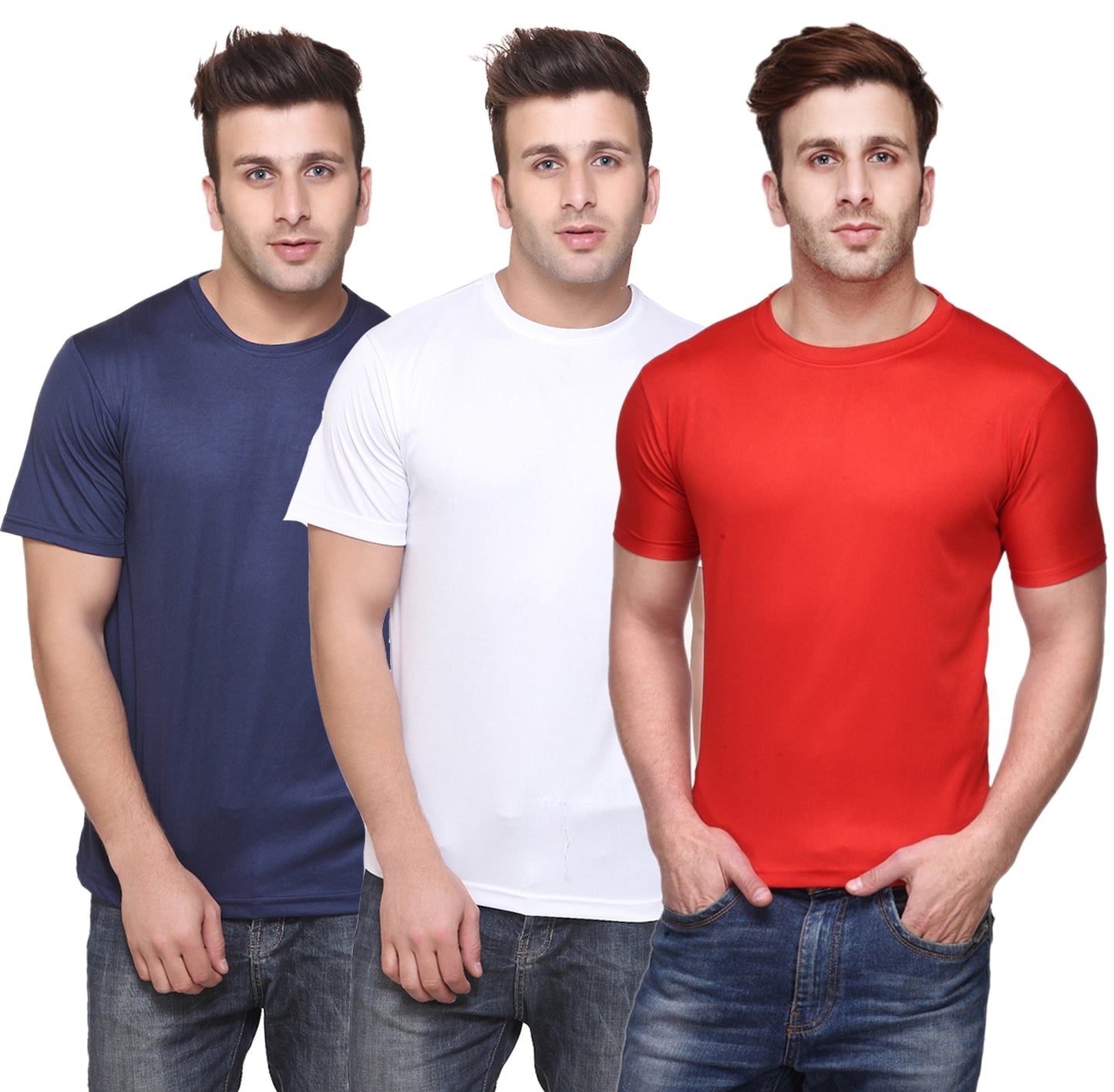 Ketex Round Neck Men's Polyester Blend Dri Fit T-Shirts (Pack of 3)