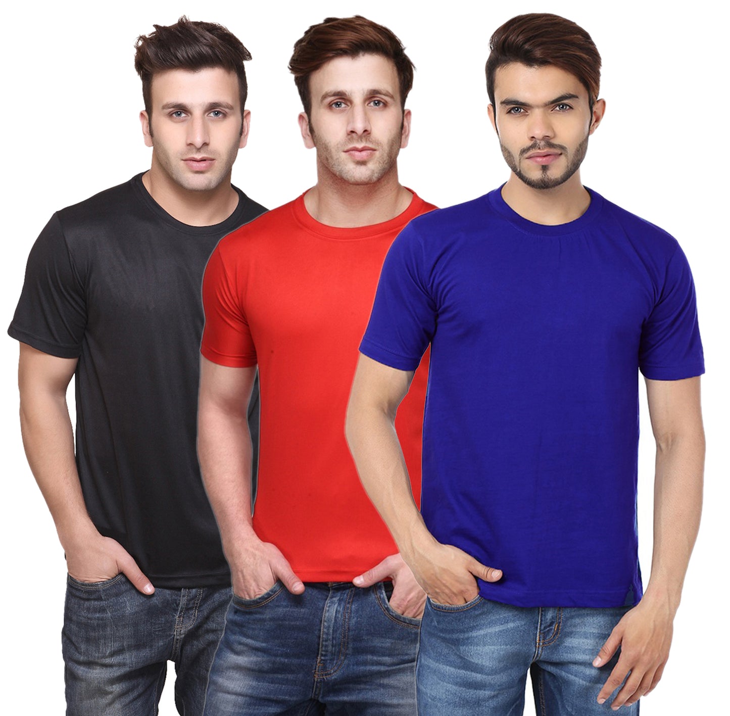 Ketex Round Neck Men's Polyester Blend Dri Fit T-Shirts (Pack of 3)