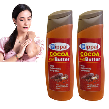Pippal Cocoabutter Body Lotion Deep Moisturising (100 ml) Pack of 2 (200 ml)Pippal Cocoa Butter Body Lotion Deep Moisturising (100ml x 2) for Soft & Smooth Skin