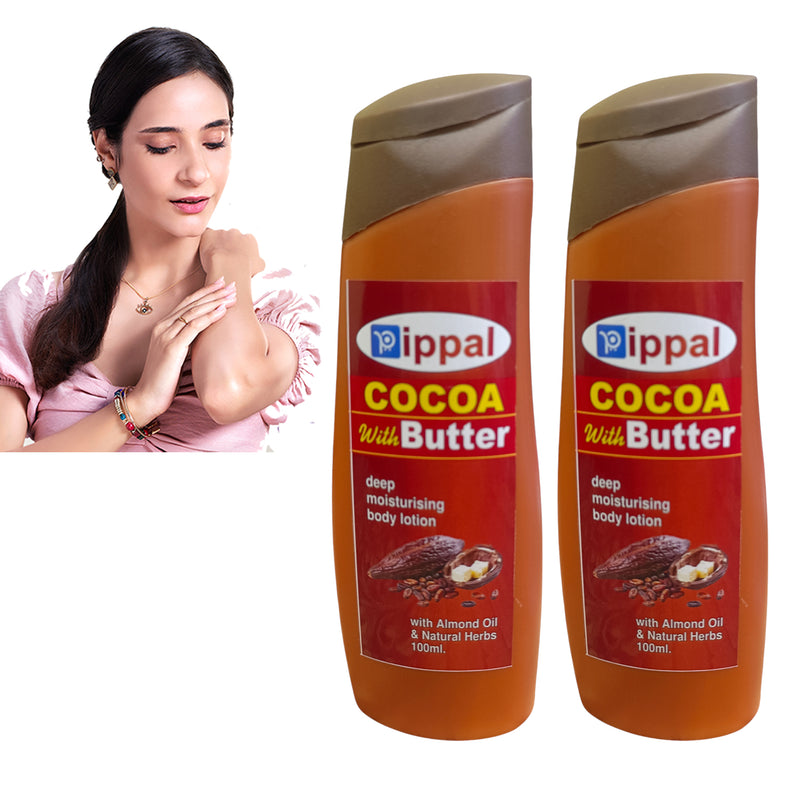Pippal Cocoabutter Body Lotion Deep Moisturising (100 ml) Pack of 2 (200 ml)Pippal Cocoa Butter Body Lotion Deep Moisturising (100ml x 2) for Soft & Smooth Skin