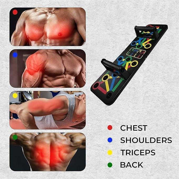 Premium 15 In 1 Pushup Board: Gym Equipment for Home Workout, Versatile Pushup Stand, Ideal Home Gym Equipment for Strength Training and Fitness, Durable and Ergonomic Design (Black)