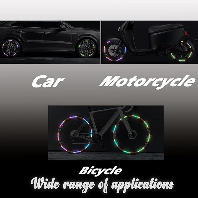 “Reflective Car Wheel Decorative Stripe Stickers – Night Safety Warning Car Stickers, Glow-in-the-Dark Motorcycle & Car Rim Decals”