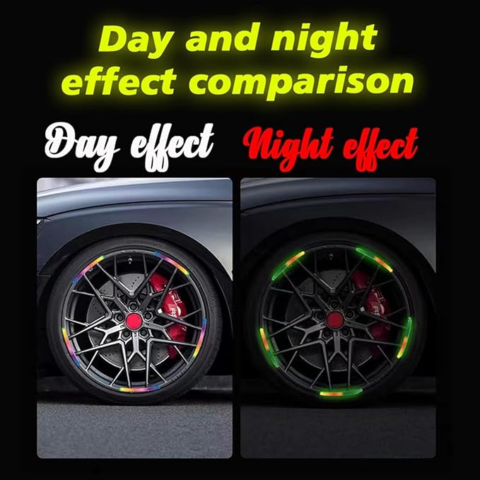 “Reflective Car Wheel Decorative Stripe Stickers – Night Safety Warning Car Stickers, Glow-in-the-Dark Motorcycle & Car Rim Decals”