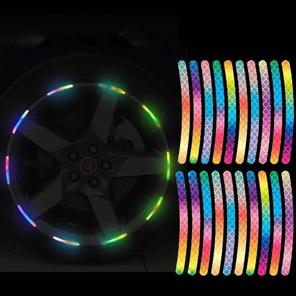 “Reflective Car Wheel Decorative Stripe Stickers – Night Safety Warning Car Stickers, Glow-in-the-Dark Motorcycle & Car Rim Decals”