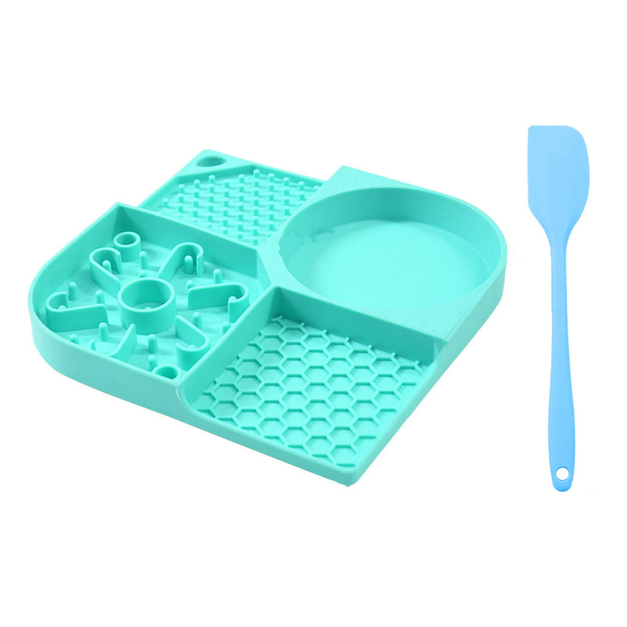 寵物食品碗，食品級材質，柔韌耐用，四槽設計，可重複使用，帶吸盤，無異味，寵物貓狗舔食墊，慢食碗，寵物用品