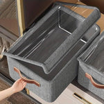 Folding Storage Boxes with Lid, Large Clear Collapsible Stackable Storage Boxes Foldable Fabric Linen Storage Box Cubes, Closet Organizer Baskets with Labels for Home
